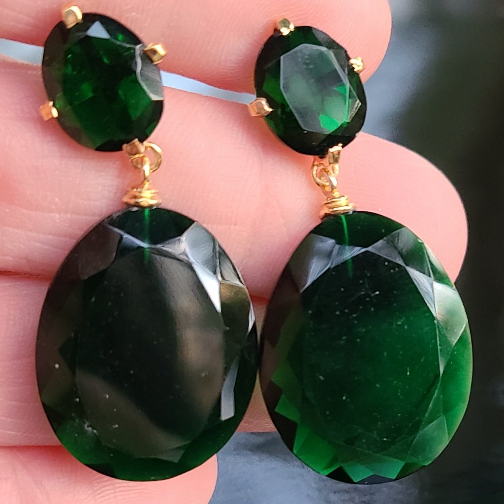 Beryl Earrings 14 K Gold Plated Sterling Silver-Gemstone Earrings 35$